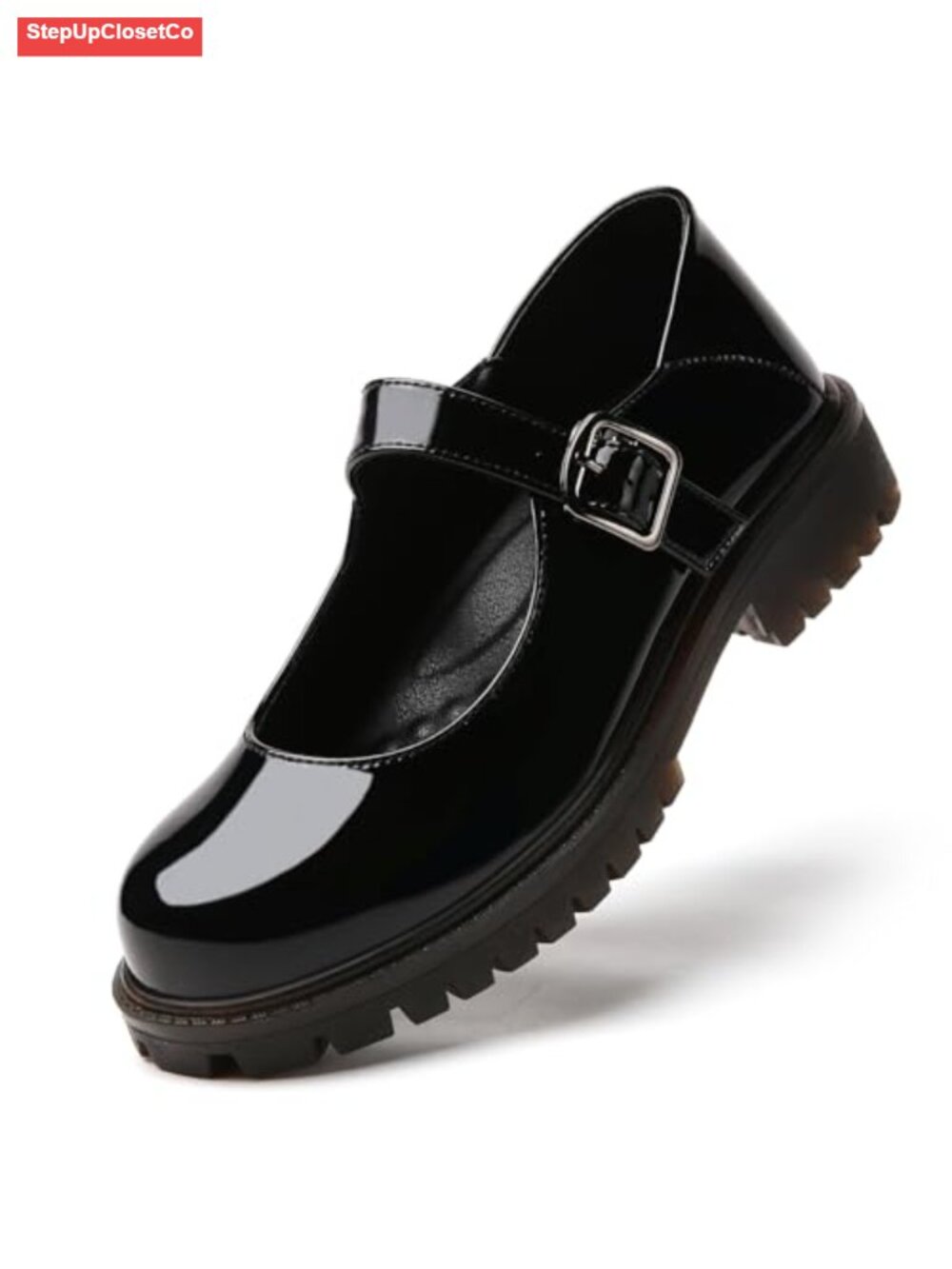 Women's Non Slip Platform Mary Jane Flats - Adjustable Hook-and-Loop Closures -